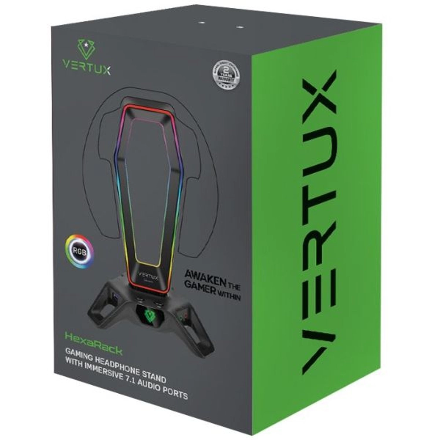 HexaRack - Headphone Stand 7.1 Surround Sound 3 USB Ports