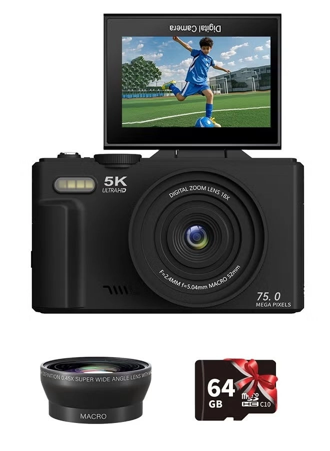 ZONBON 5K Digital Camera - 75MP 18X