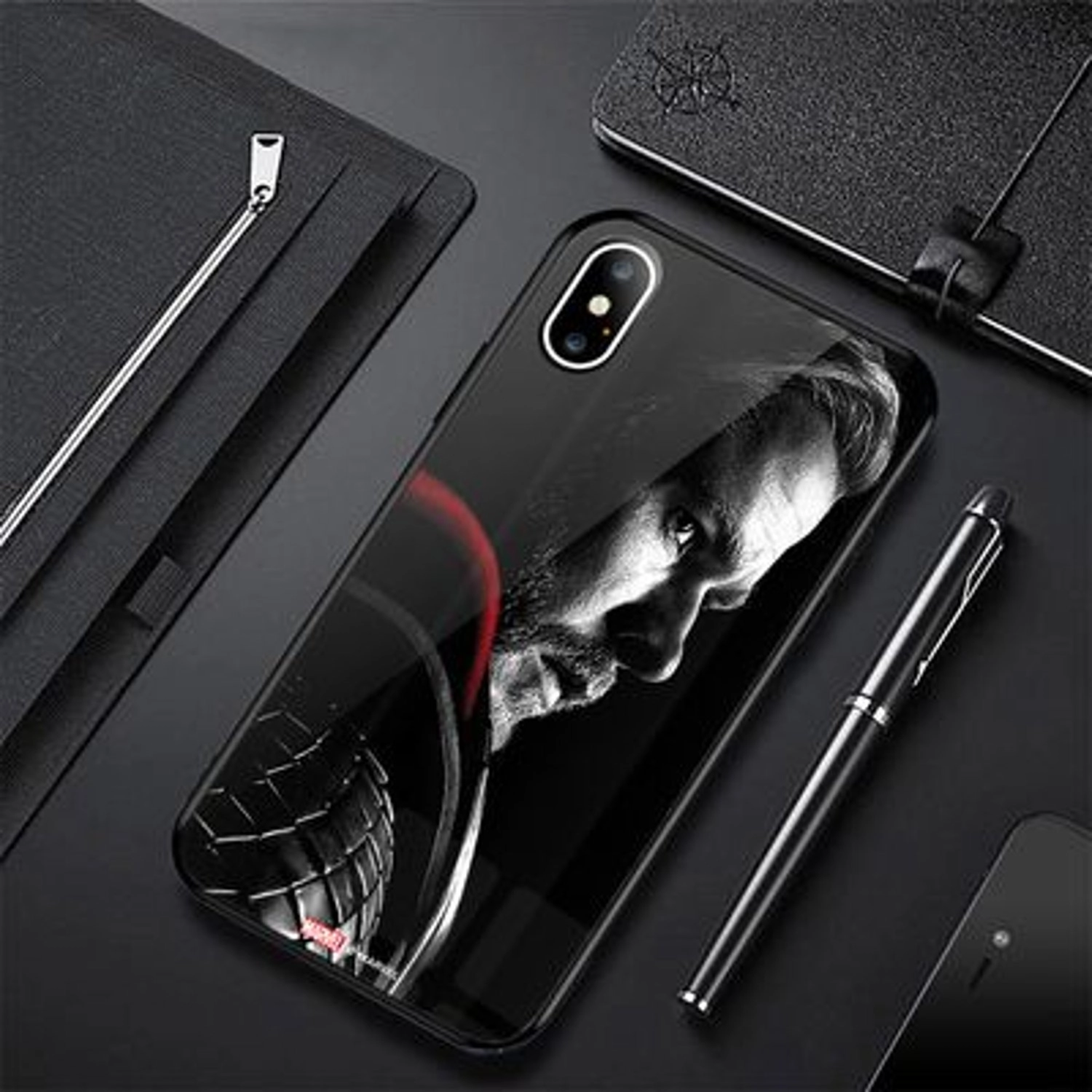 Thor's side profile Back Case TPU Bumper Case + Tempered Glass Back for iPhone Xs
