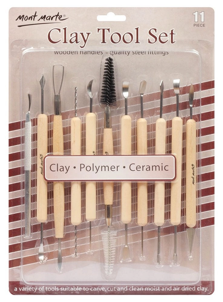 Mont Marte Clay Tool Set - birch wood stainless steel 11 piece(s)