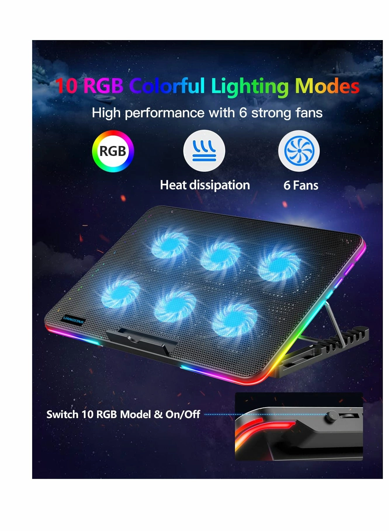 RGB Laptop Cooling Pad - 15-19in