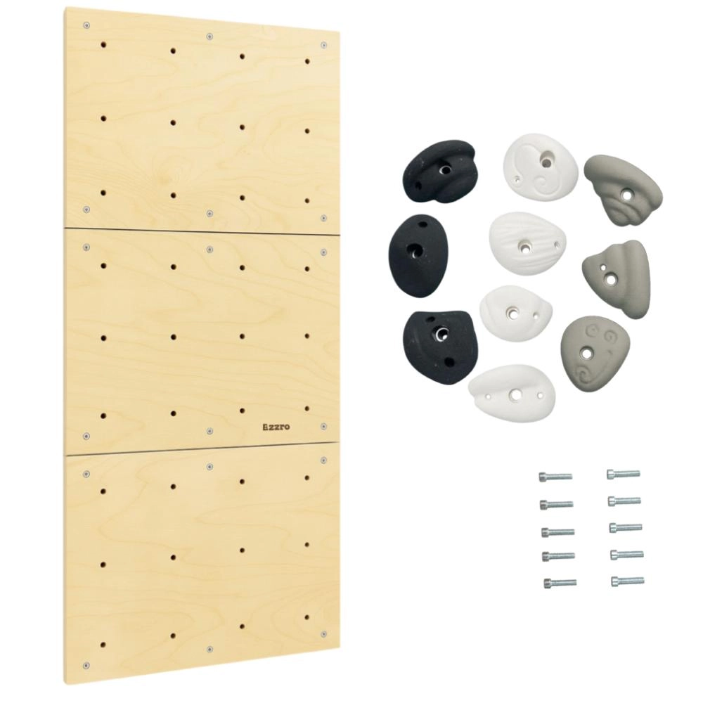 Ezzro Wooden Climbing Wall With 10 Mix Rock Holds Climbing Wall - 10 Mix Rock Holds Natural