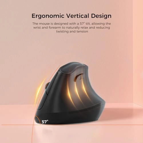 57° Ergonomic Vertical Tower Mouse - Bluetooth & 2.4G Wireless