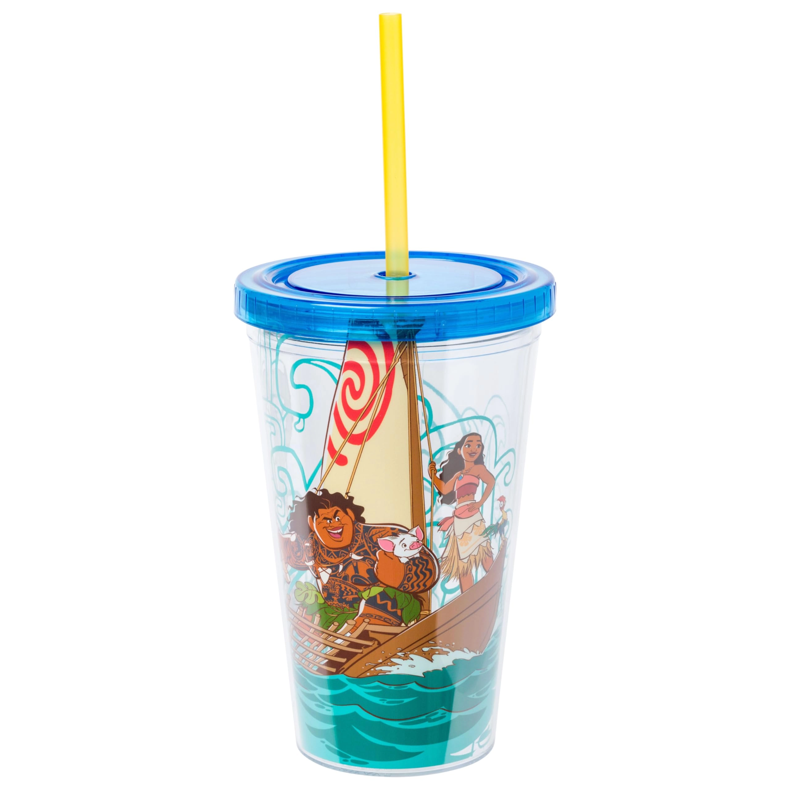 Silver Buffalo Disney Moana Group Shot Plastic Cold Cup - 1 pcs Lid and Straw