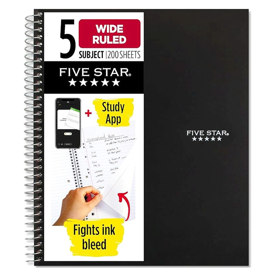 5 Star College Ruled Notebook - Lined 200 Sheets