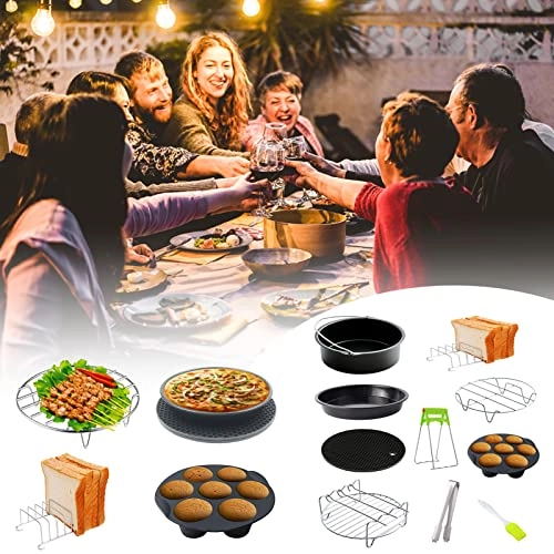 Cake Barrel + Pizza Pan + Cupcake Mould + Bread Bracket + Metal Holder + Double Layer Rack + Heat Insulated Pad + Oil Brush + Food Tong + Dish Clip - 10pcs