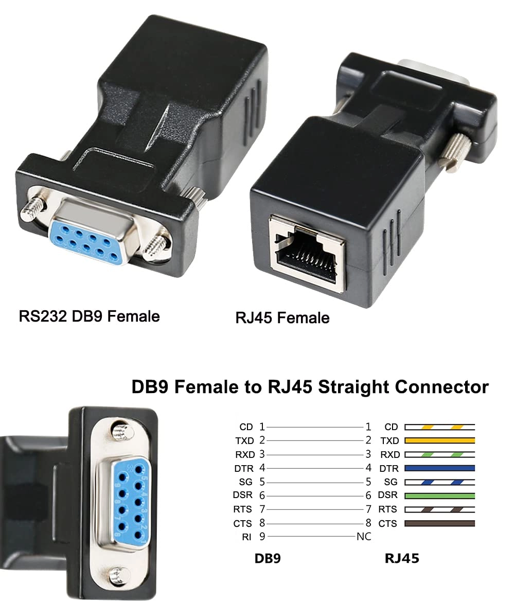 DB9 to RJ45 Serial Adapter - RS232 Female to RJ-45 Female