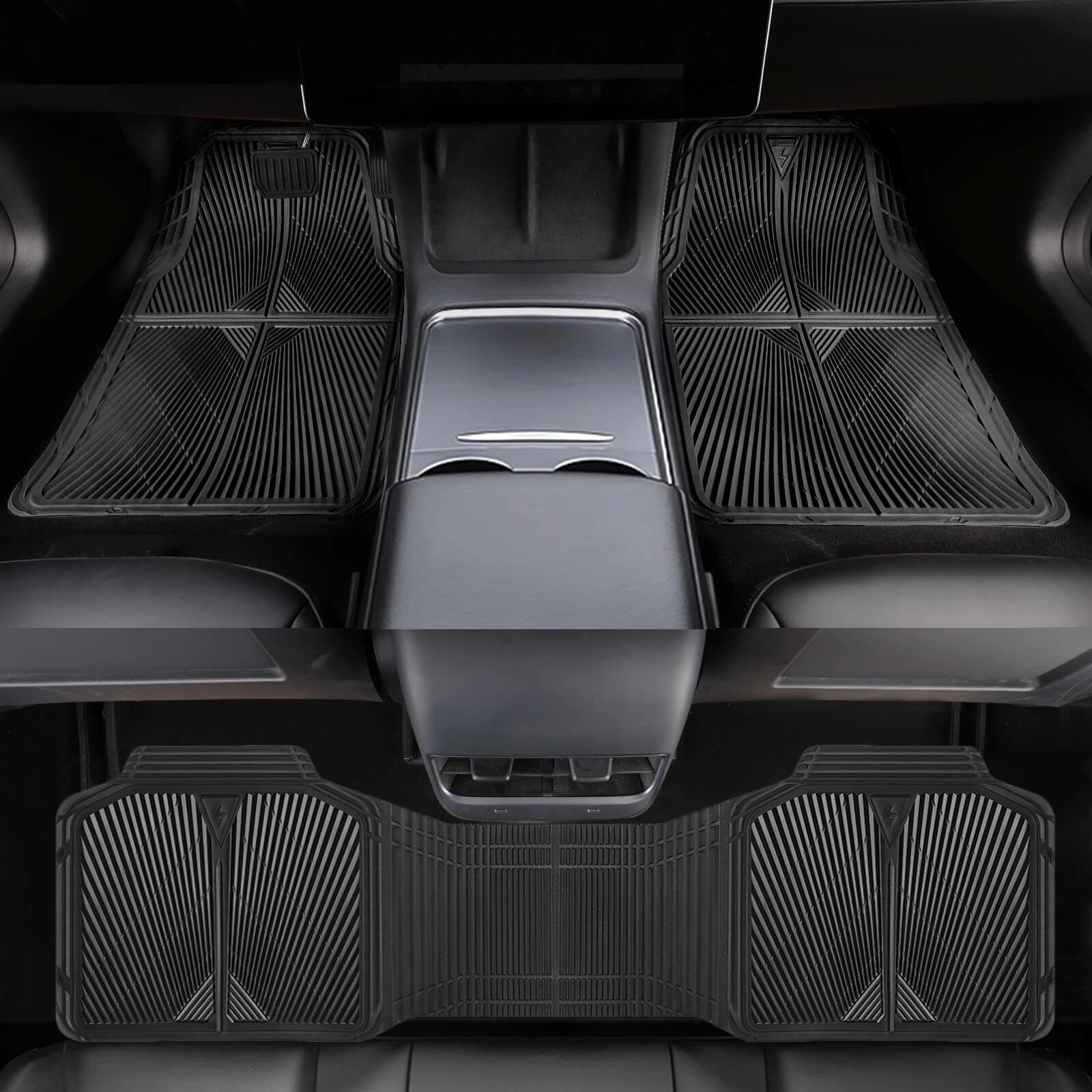 Rubber Floor Mats & Cargo Liner - Gray Universal Fit 5-Piece