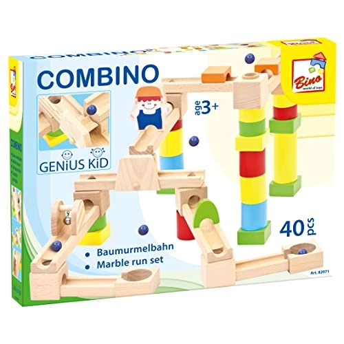 Wooden Contruction Marble Run Set - 3 years and up 40 pcs