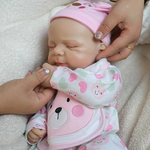 Reborn Baby Doll - 18 Inch Silicone Girl Sleeping Ages 3+