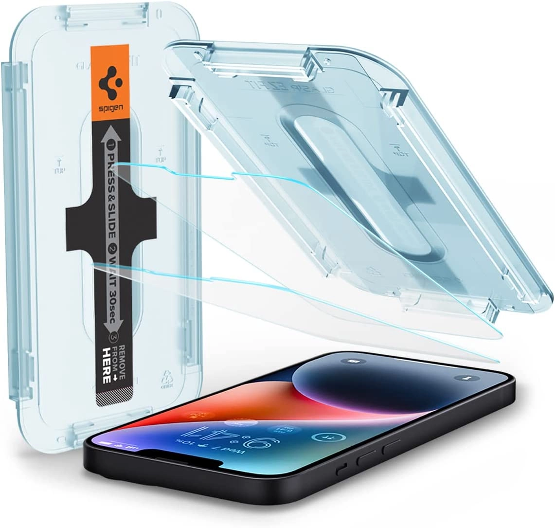 Spigen Premium Tempered Glass Screen Protector for iPhone 13 Pro Max and iPhone 14 Plus (2-Pack)