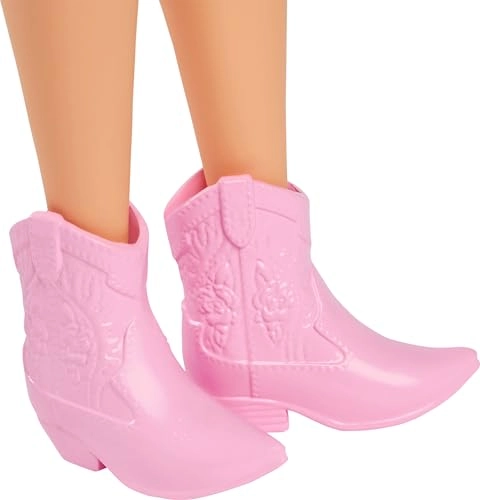 Barbie Fashionistas Doll #231 - Purple Hair Strapless Denim Butterfly Print Dress Pink Belt and Boots Ages 3+