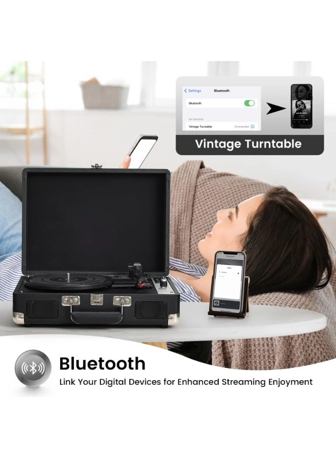 Vinyl Record Player - Portable Suitcase Bluetooth 3-Speed