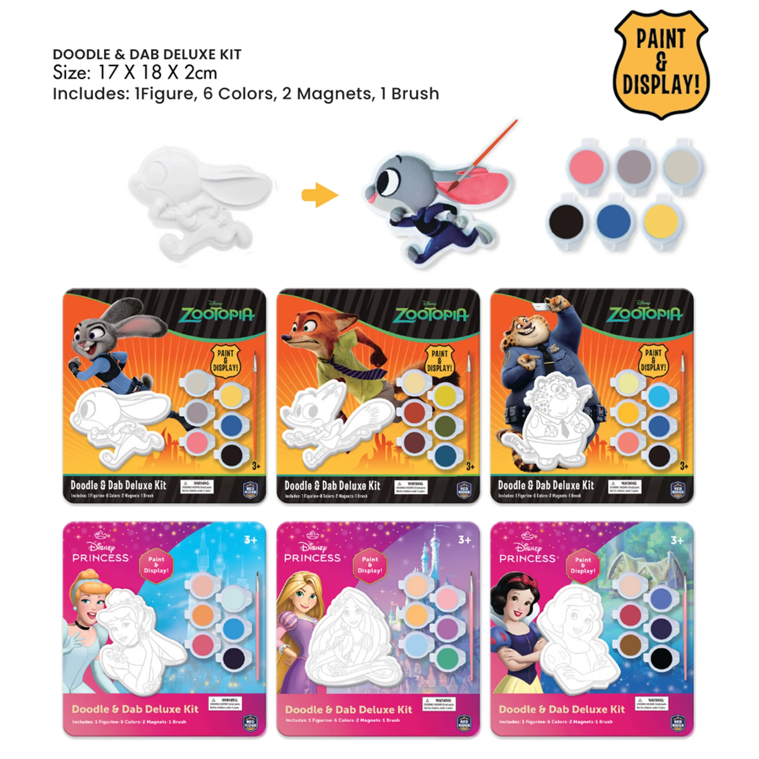 Zootopia Paint Your Own Judy Hopps Figurine Kit - 1 Figure 6 Colors 2 Magnets 1 Brush