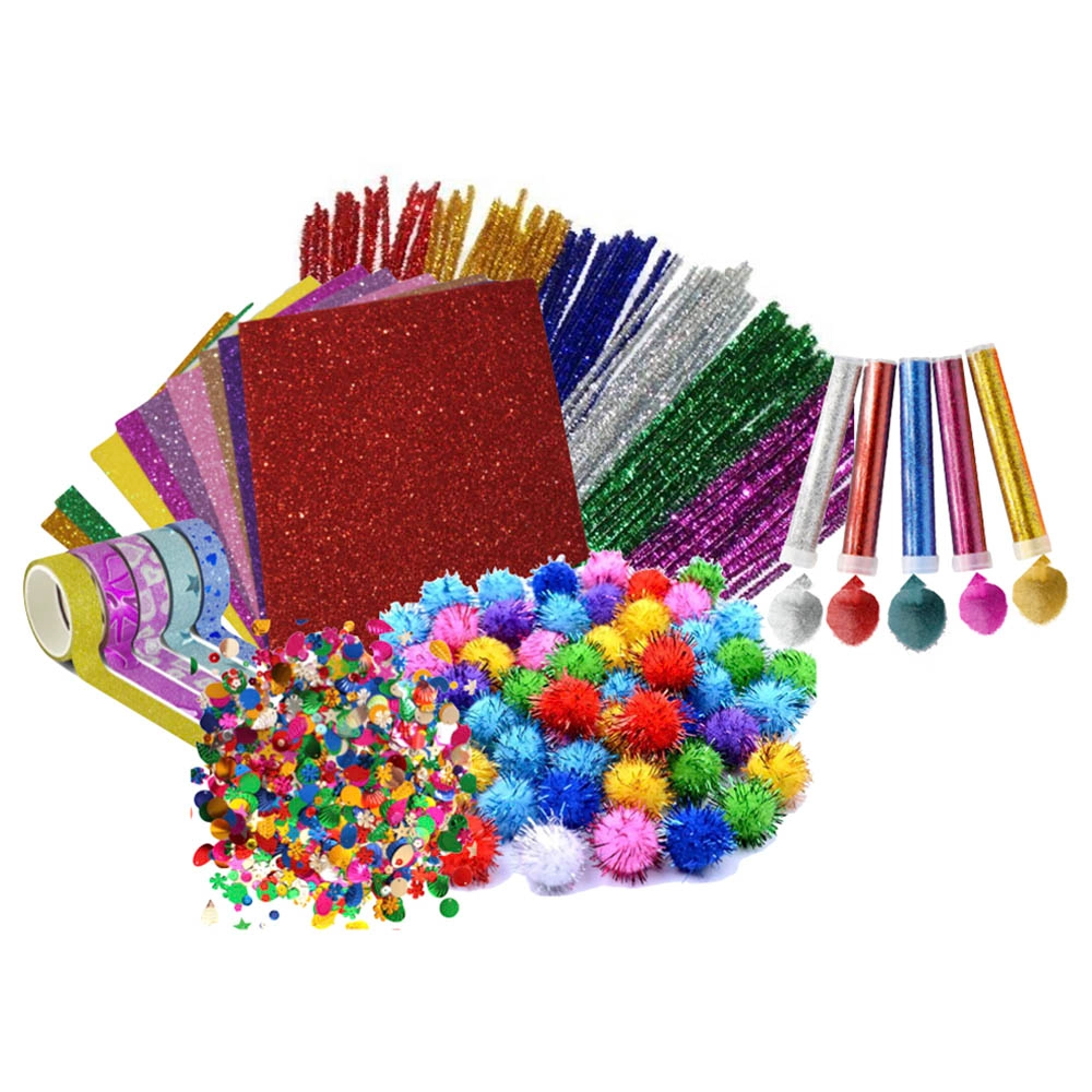 Mindset Glitter Craft Kit - 50 pcs Glitter Pompom 25 pcs Glitter Pipe Cleaner