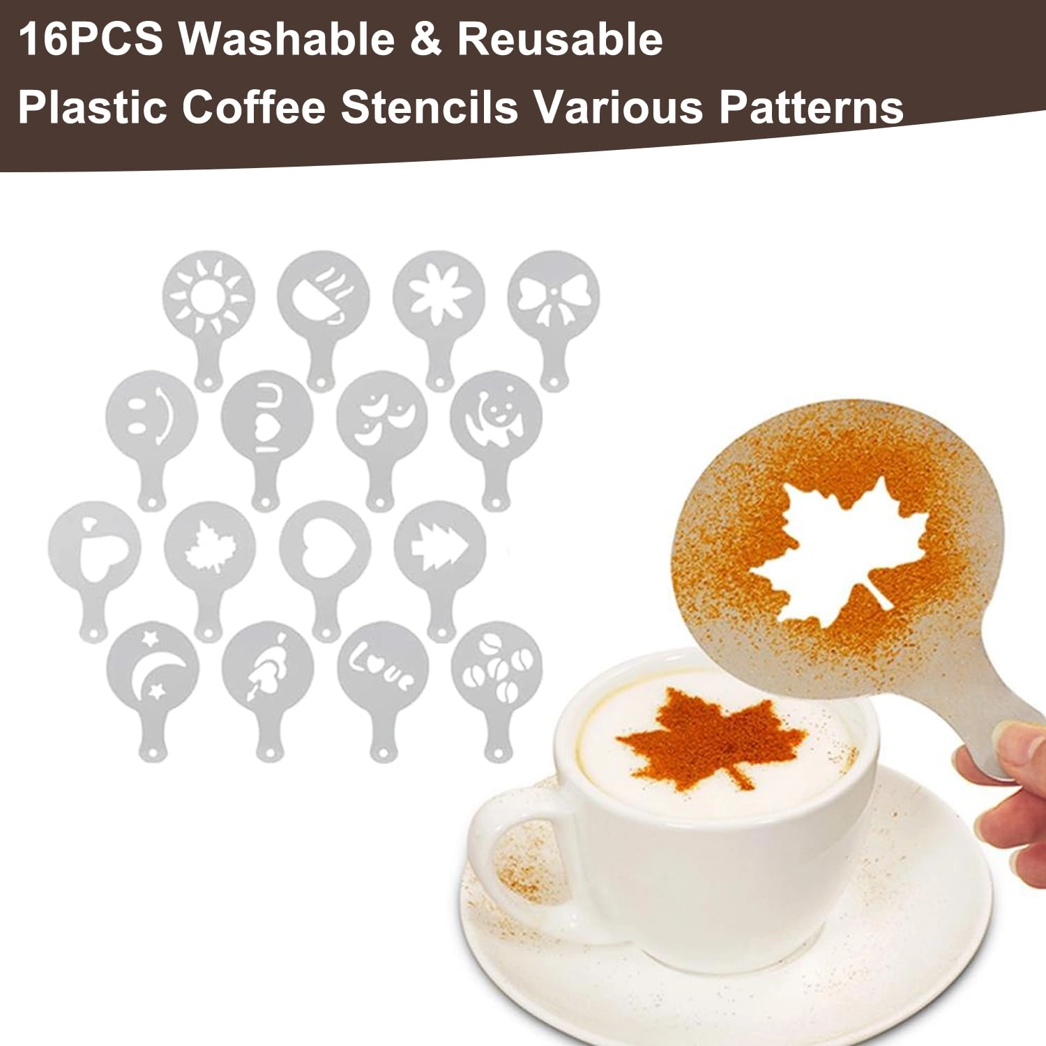 Coffee Tamper - 51mm + Tamper Mat + Milk Frother Jug - Stainless Steel + WDT Tool - 316 + Espresso Spoon + Latte Art Pen + Cappuccino Stencils - 16-Piece