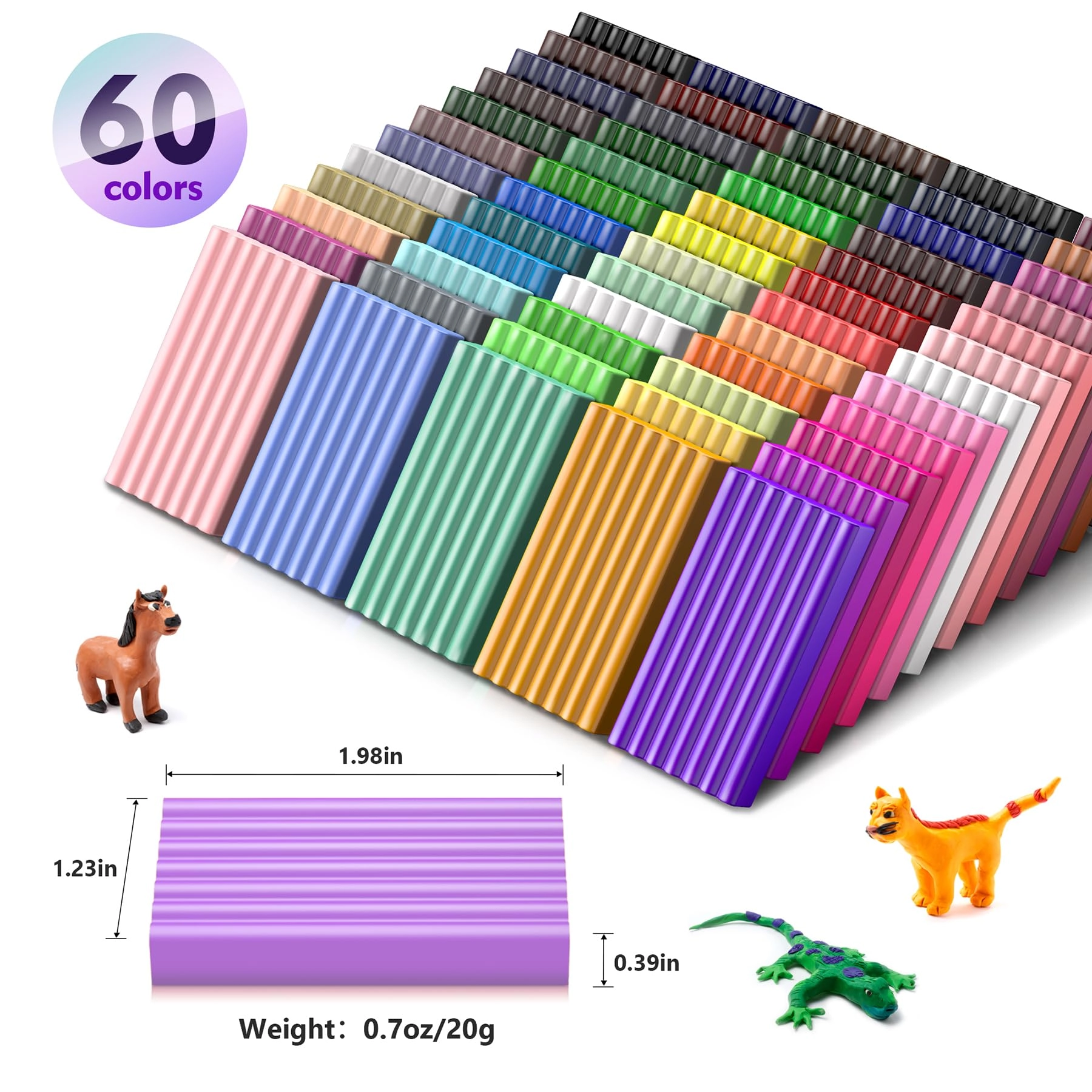 Polymer Clay - Oven Baked Non-Sticky 60 pcs.