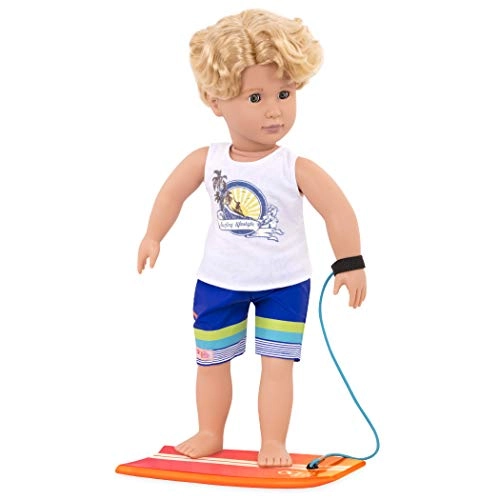 Gabe Boy Doll with Surfboard - 18-Inch Blonde Hair Green Eyes Ages 3+