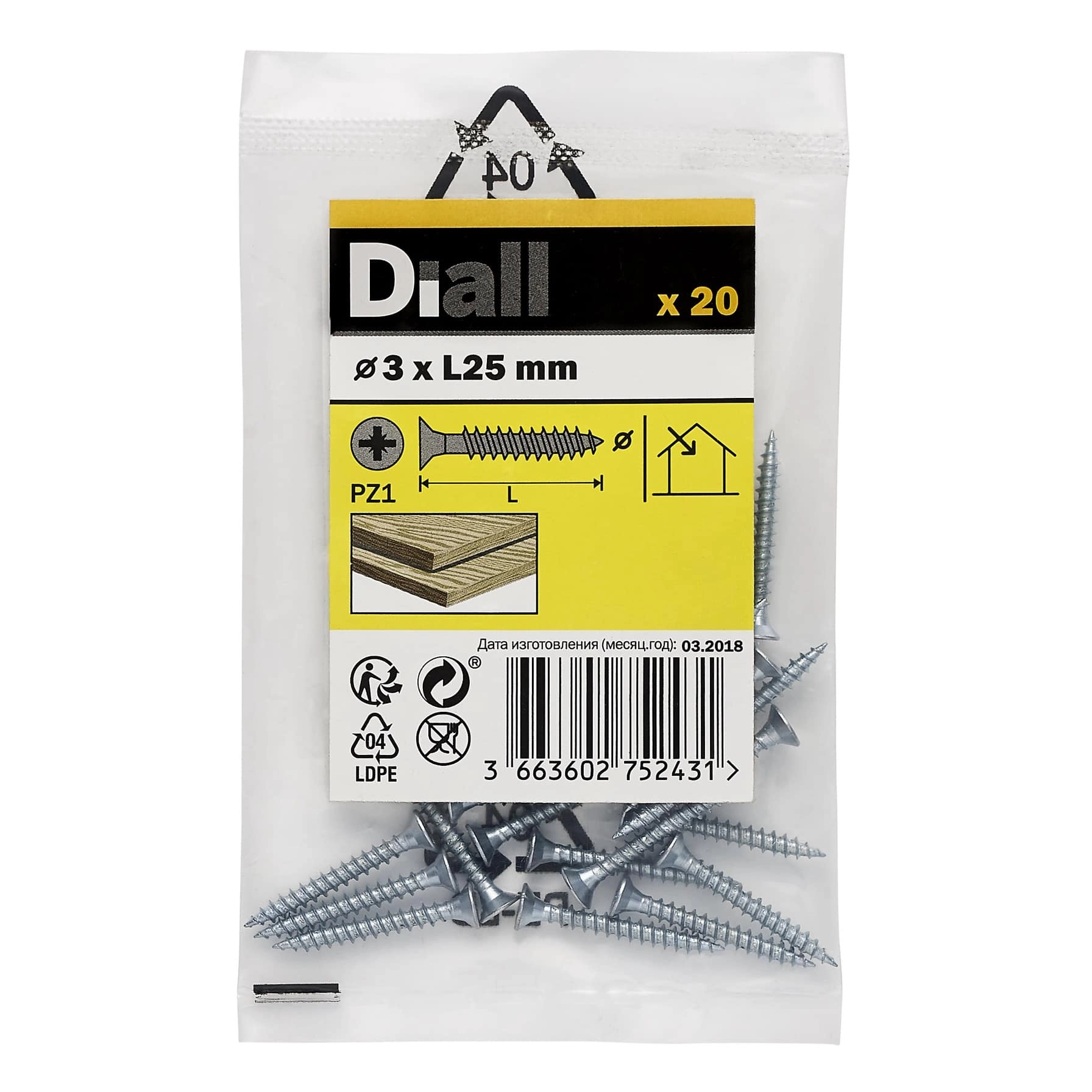 Diall Wood Screw - 25mm 3mm
