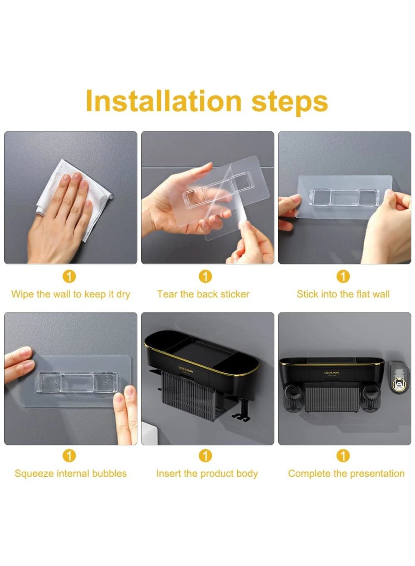 Toothbrush Holder - 4 Wall Mounted