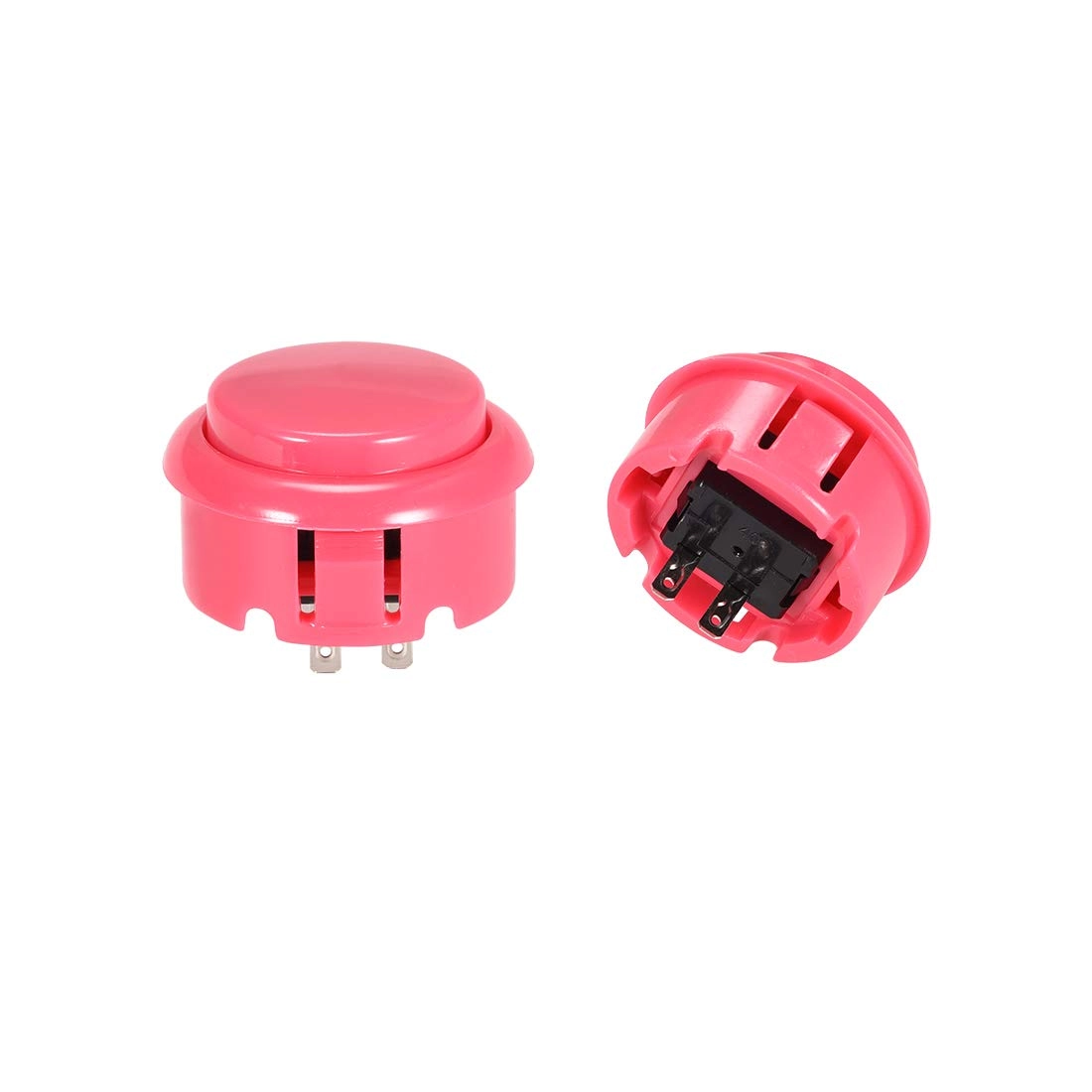 30mm Mounting Hole Momentary Game Push Button Switch - Pink Snap-In Mount 10pcs