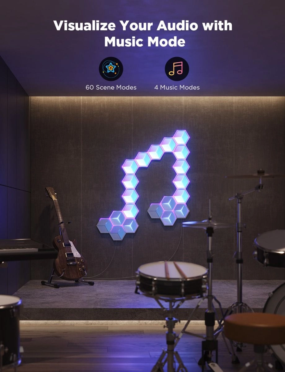 Glide Hexagon Light Panels - Ultra Meteor Grey Pack Of 7