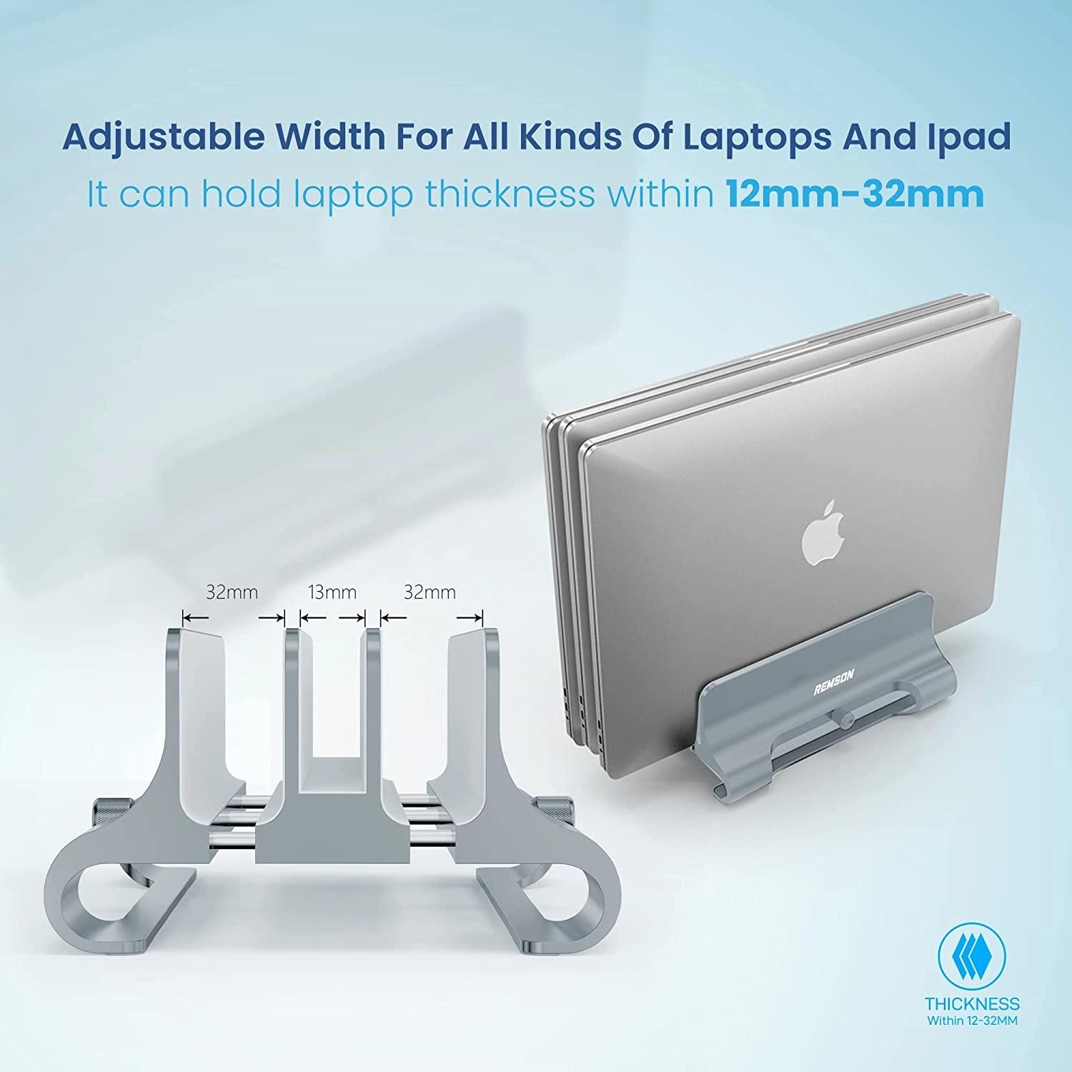 Vertical Laptop Stand - 3-Slots Aluminum Alloy