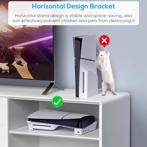 Stand for PS5 Slim - 4-Port USB Hub Horizontal Mount