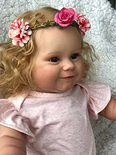 Reborn Baby Doll - 20inch Silicone Vinyl Cotton Girl Blonde Hair Ages 3+