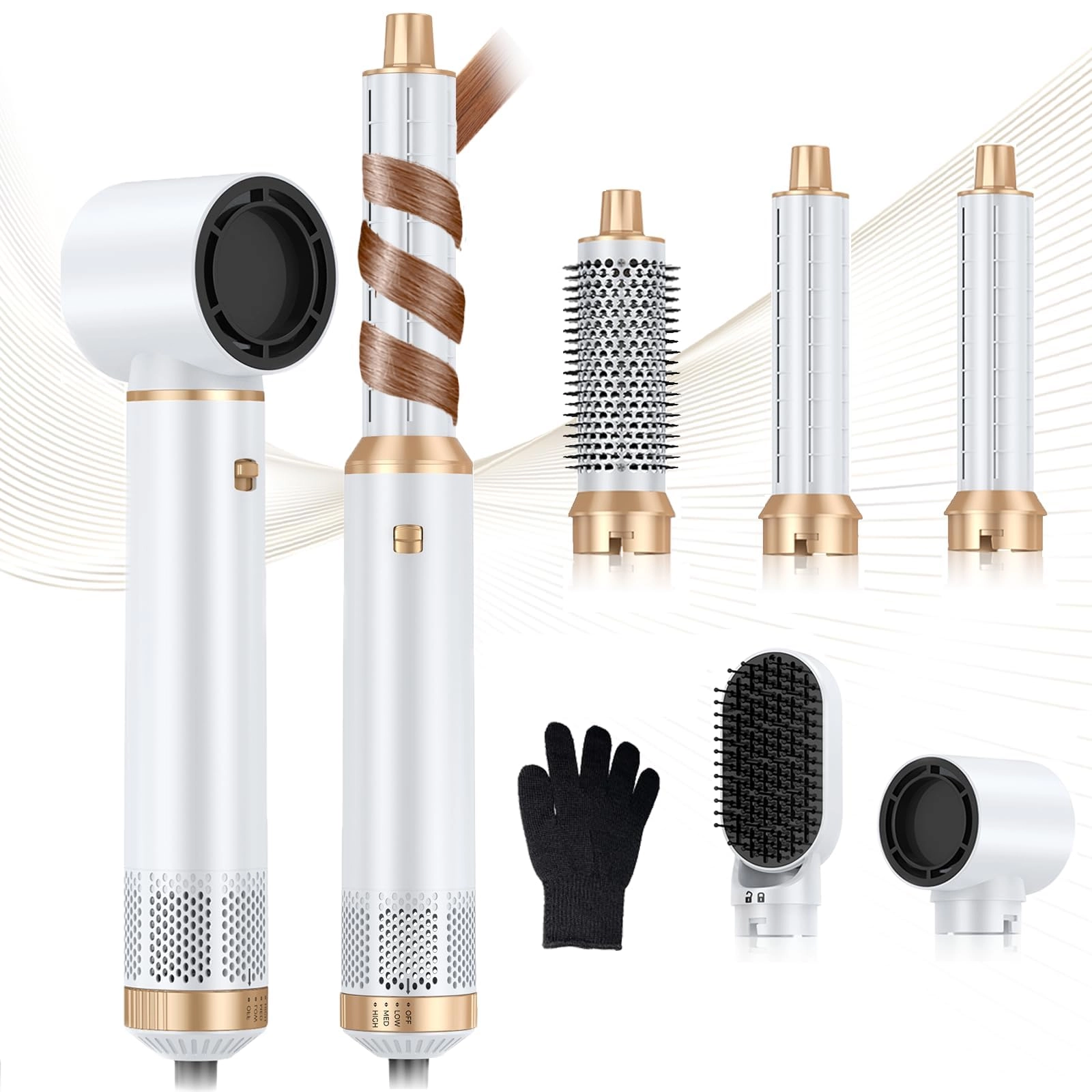 5 in 1 Blow Dryer Brush - Green Gold 800 watts