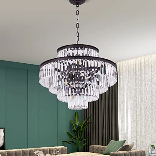 Round Hanging Style Crystal Chandelier - Dimmable