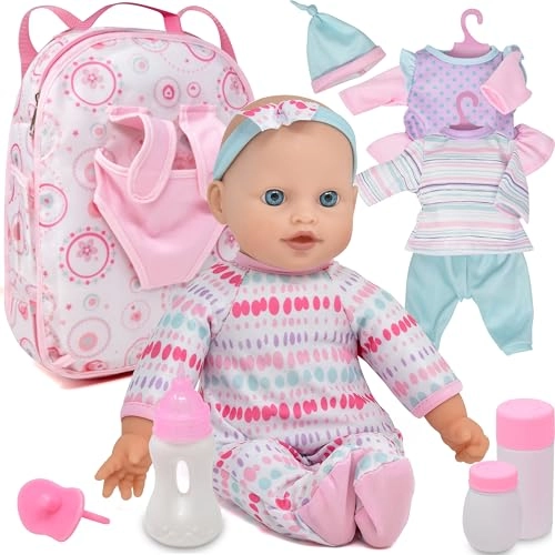 Soft Body Baby Doll - 12 Inch Backpack Carrier Clothes Accessories Ages 3+