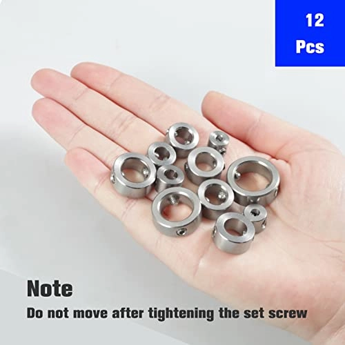 Drill Bit Depth Stop Collar Set - 304 Stainless Steel 12 Pcs 3-16mm