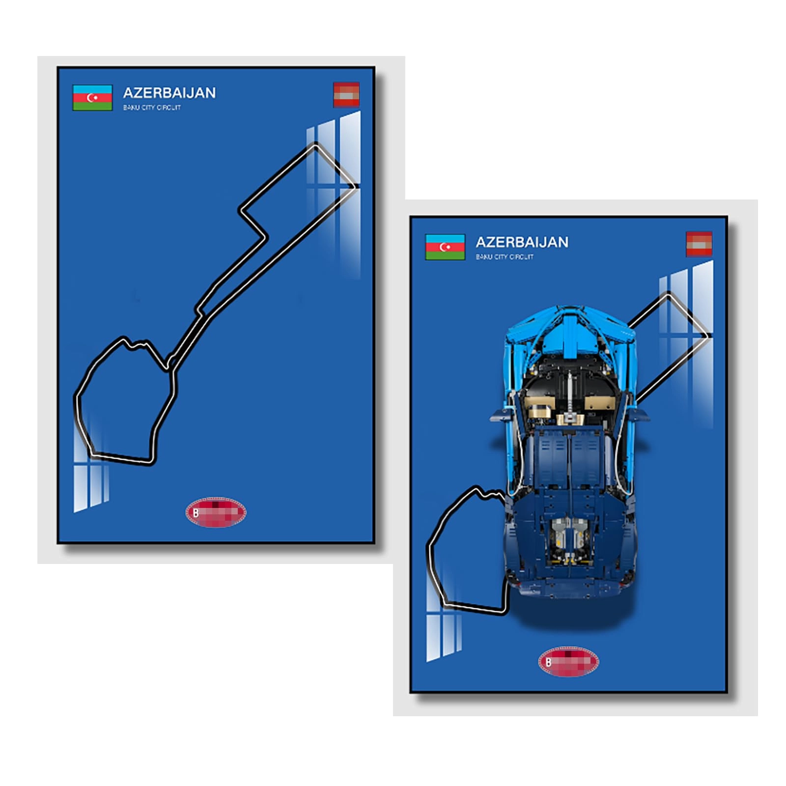 Display Wallboard for Lego Technic Bugatti Chiron Race Car (42083) - 50X80cm Bahrain Circuit