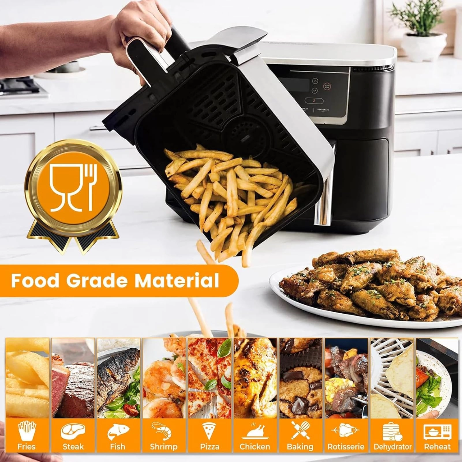 Air fryer grill rack - Stainless steel 2 piece(s) + Magic cleaning cloth - 1 piece(s)