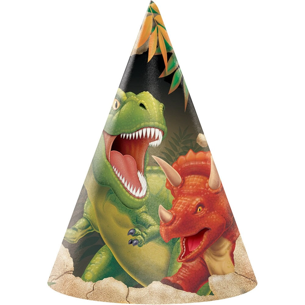 Party Zone Dinosaur Blast Child Hat - 8-Pack