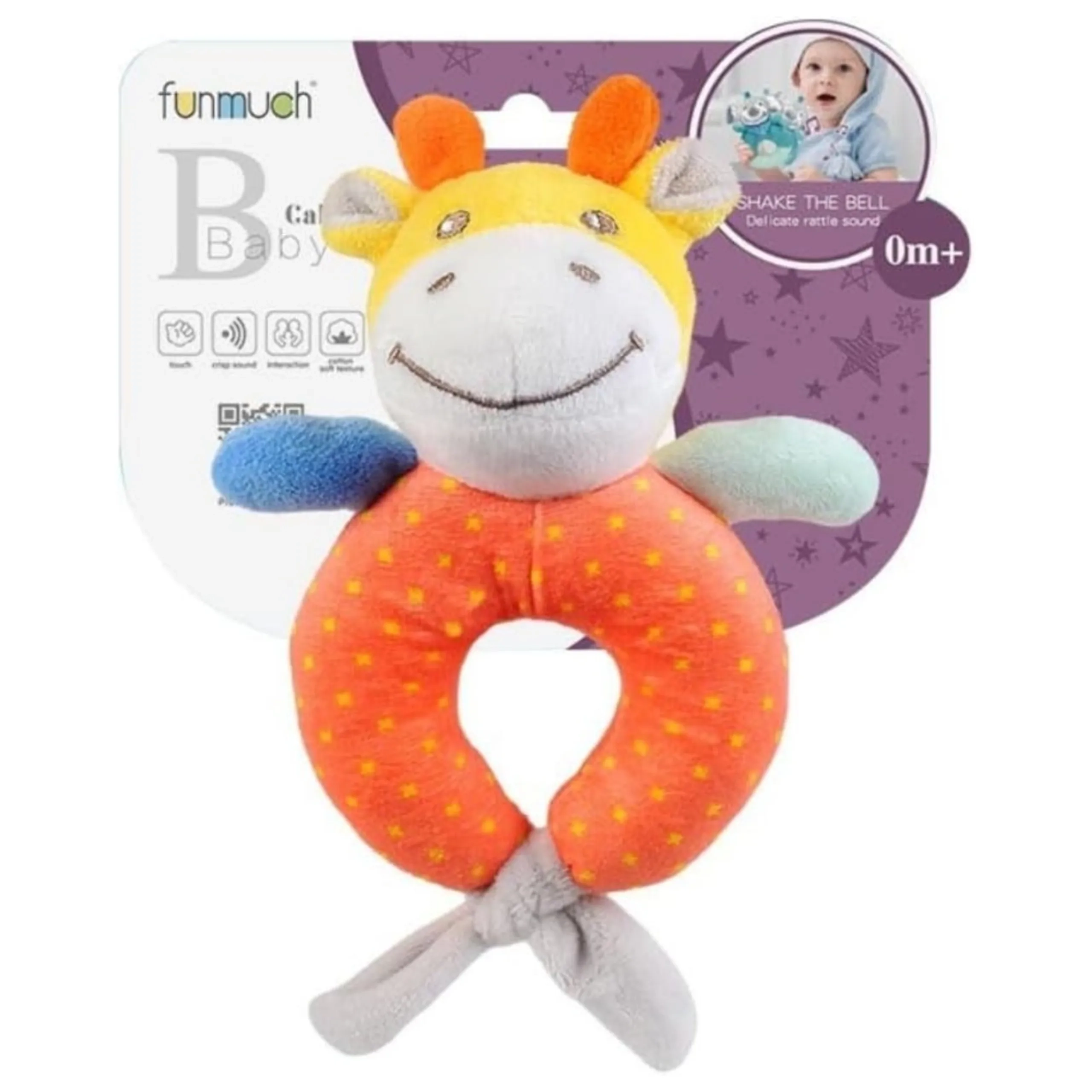 Funmuch Giraffe Soothe Rattle Toy - Suitable for 0 month & above 100% durable polyester