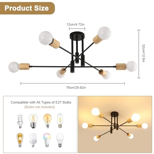 Industrial Chandelier - 6 Lights E27 72 cm