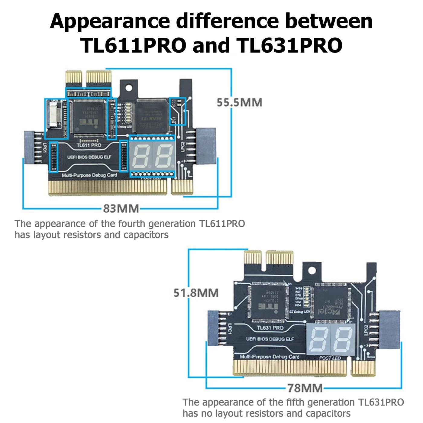 TL631 Pro - Motherboard Analyzer PCI Mini PCI-E LPC