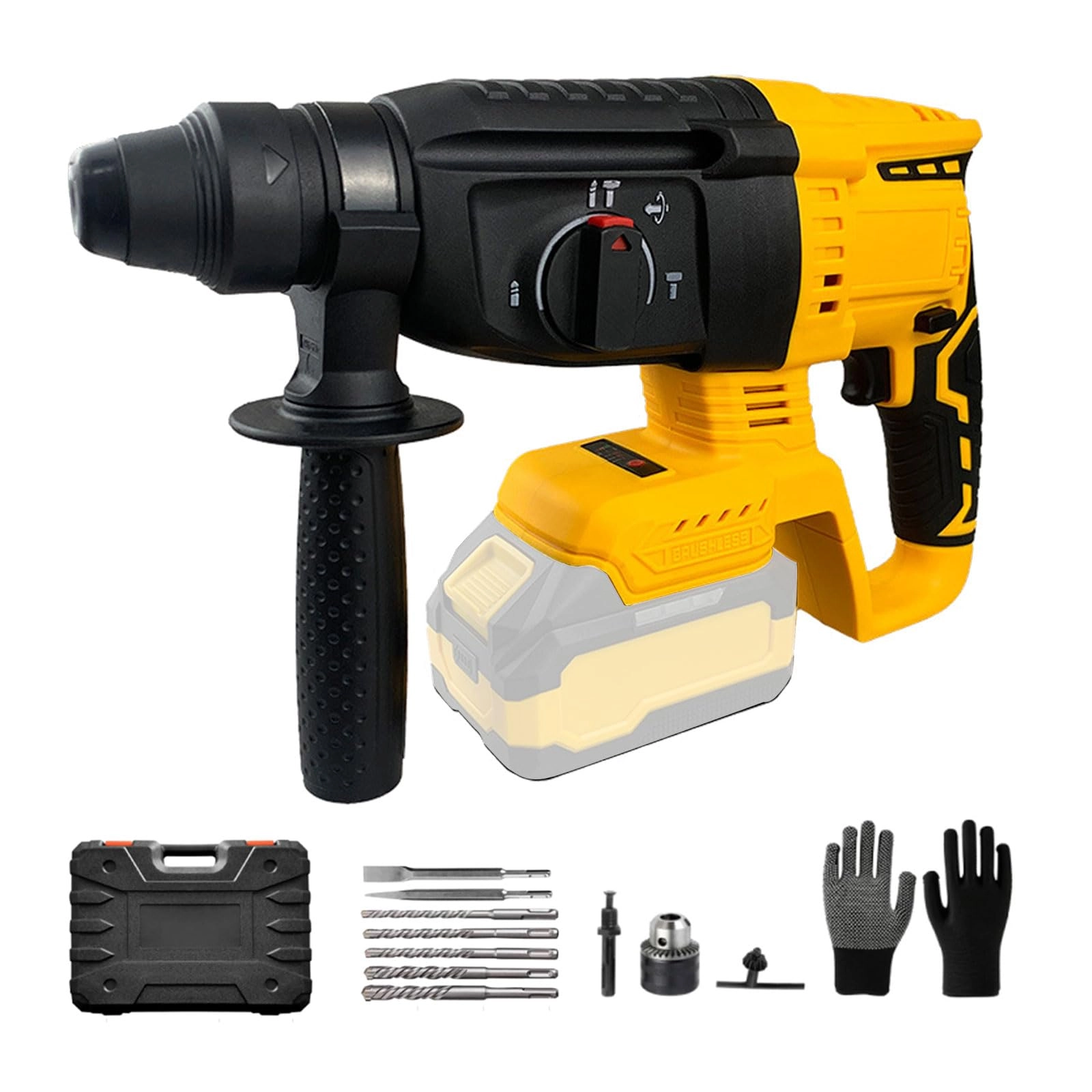 YEZMEK Cordless Hammer Drill - Brushless 3 Mode 20 Volts