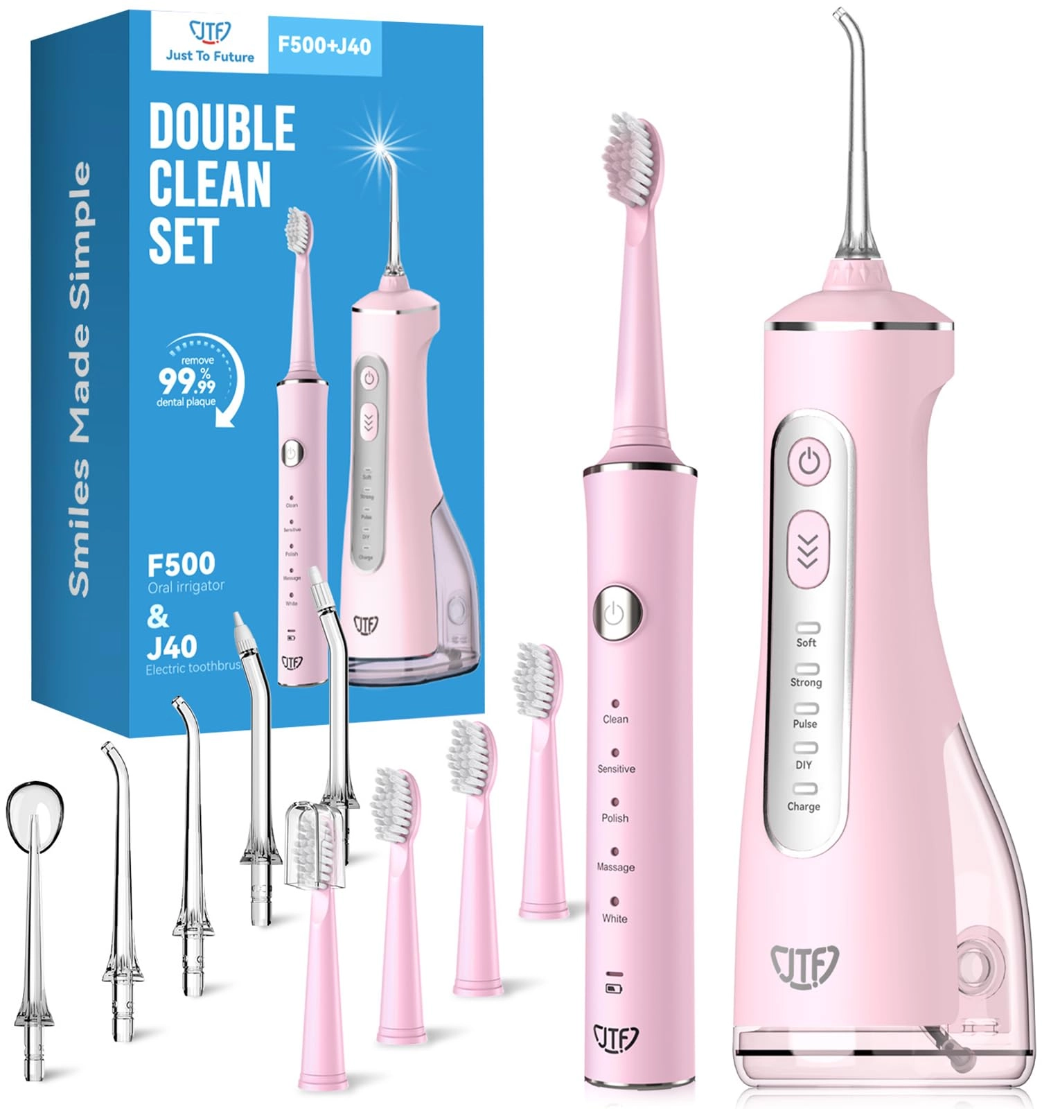 JTF Sonic Electric Toothbrush with Water Flosser Combo - 300 mL Cordless IPX7