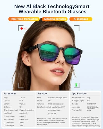 AI Translation Smart Glasses - Chat GPT DeepSeek