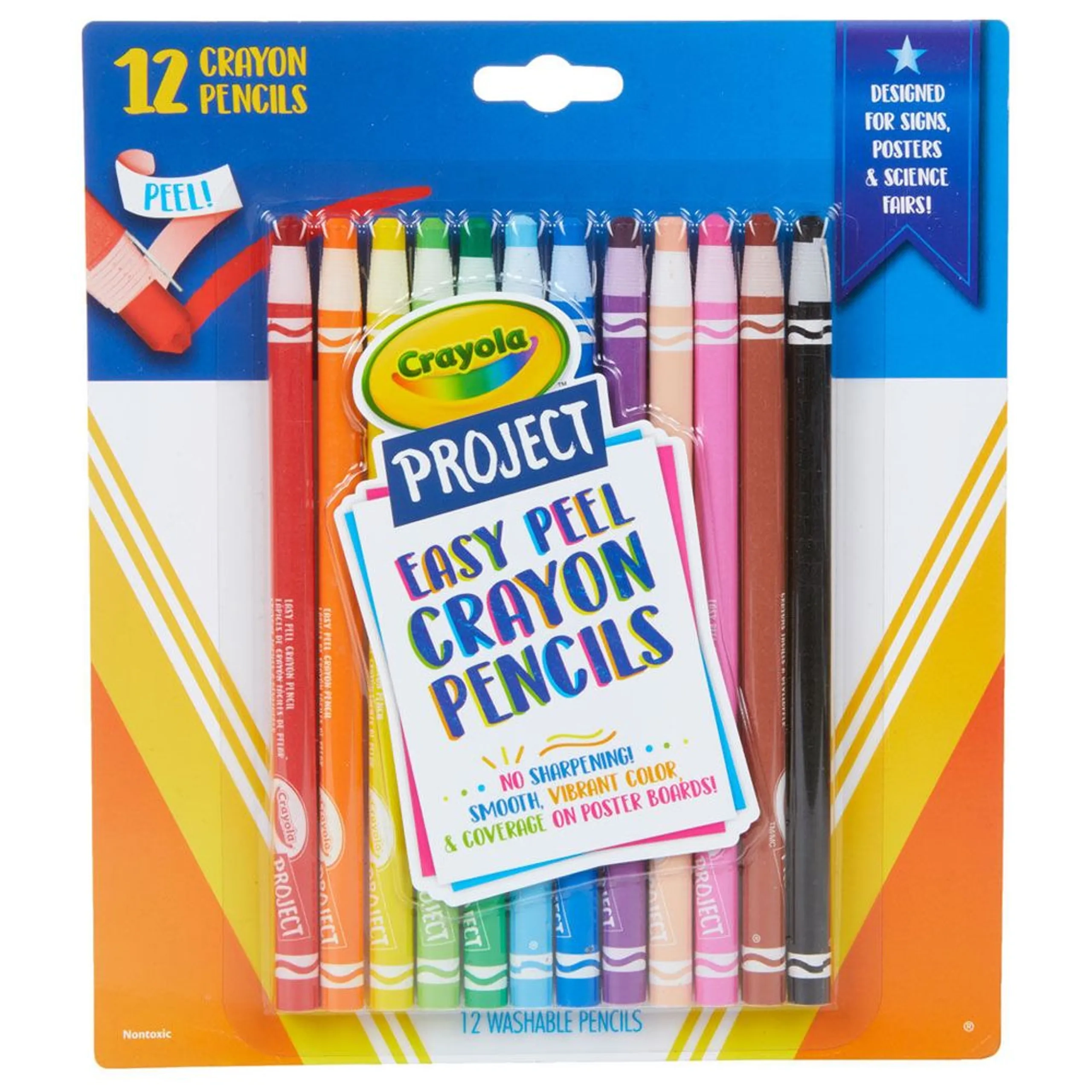 Easy Peel Crayon Pencils - 12pcs