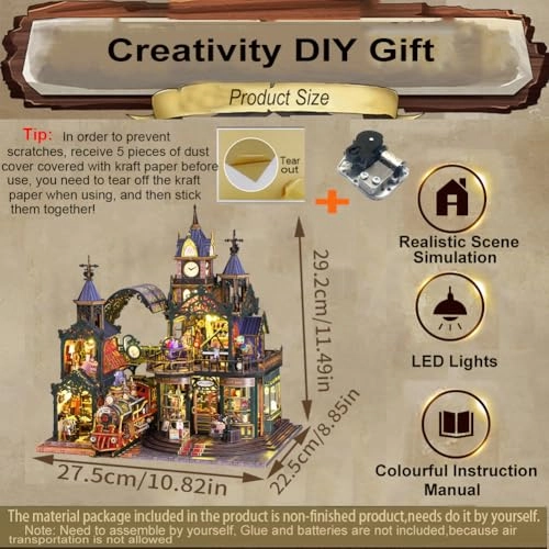 Miniature Dollhouse Kit - Mechanical Aesthetic Design 27.48 x 22.48 x 29.18 cm