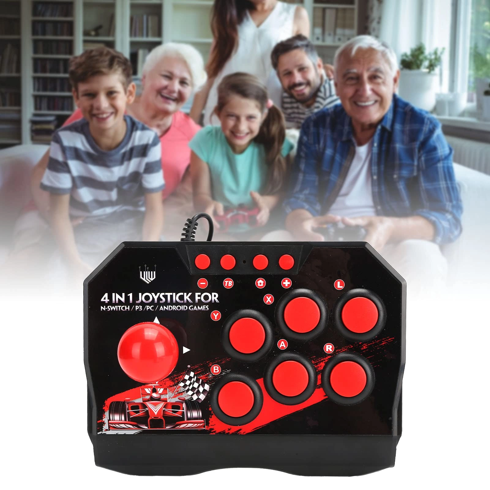 Arcade Fight Stick - black and red Switch PC PS3