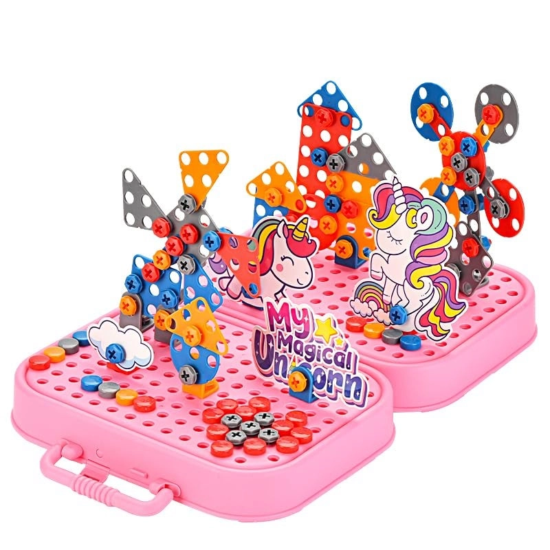 Plastic Diy Electric Drill Screw Tool Set - Unicorn Design 228pcs