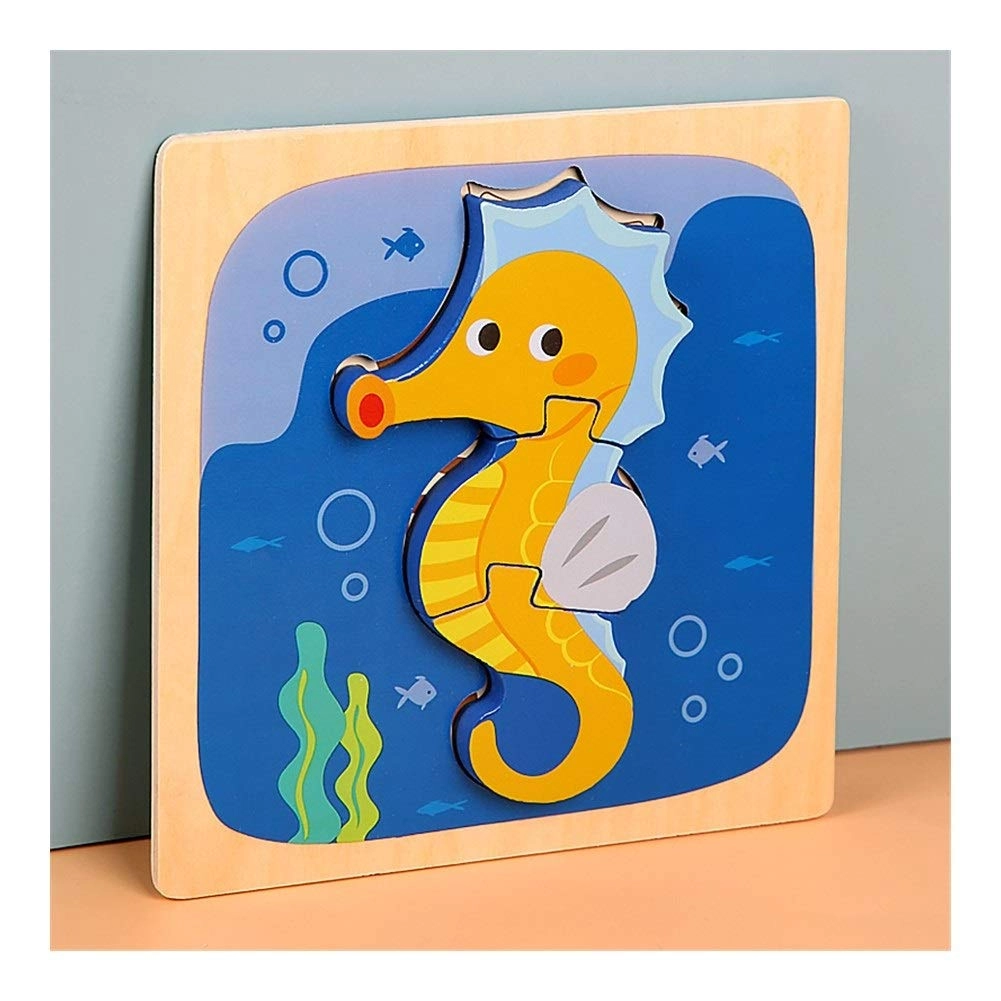 Wooden Animal Car Three-dimensional Jigsaw Puzzle - 3 years and up