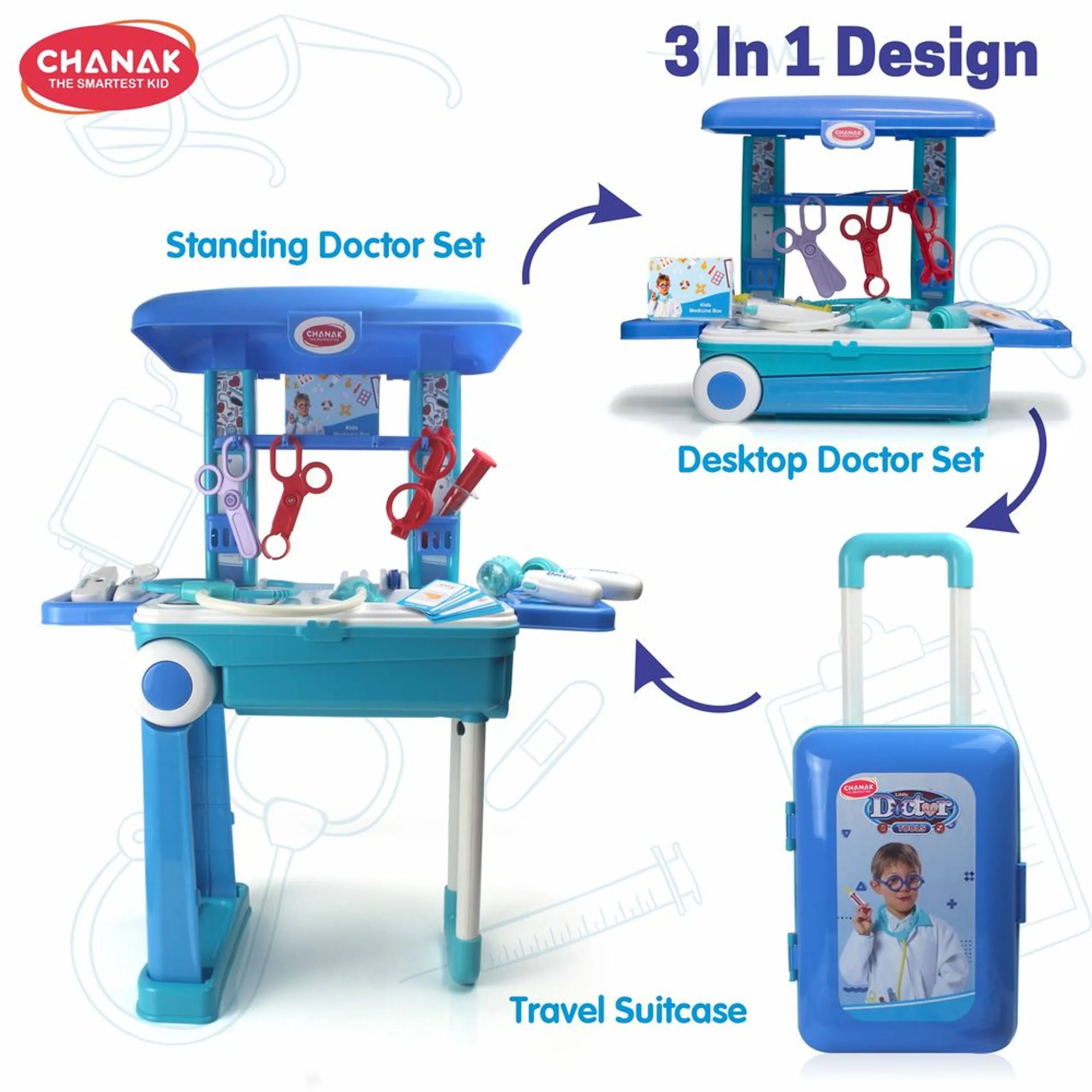 Premium Doctor Set With Pull & Push Trolley - 13 pcs (46966191-AT173)