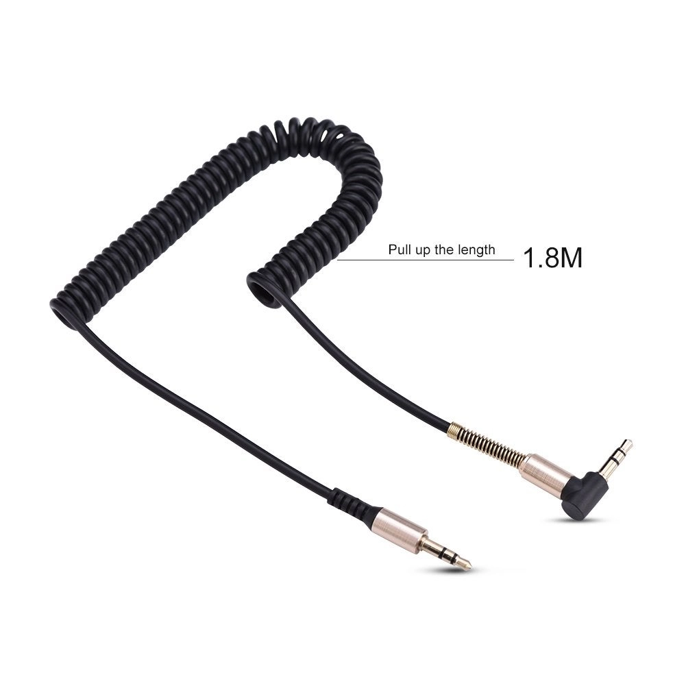 3.5mm Male to Male Spring Aux Cable - L-Shaped Retractable