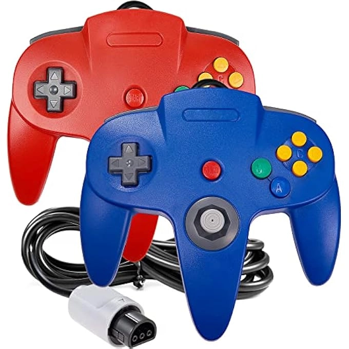 Retro N64 Controller - BLUE/RED Windows PC Mac Raspberry Pi Pack